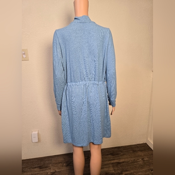 soft surroundings short dress M  Blue Tie Belt To Cinch Waist With Pockets - Picture 6 of 13